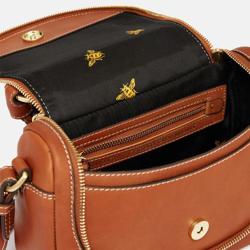 Joules Dudley Luxe Leather Cross Body Bag Tan