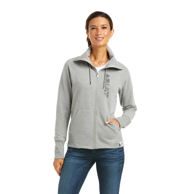 Ariat Women's Team Logo Full Zip Sweatshirt - Heather Grey