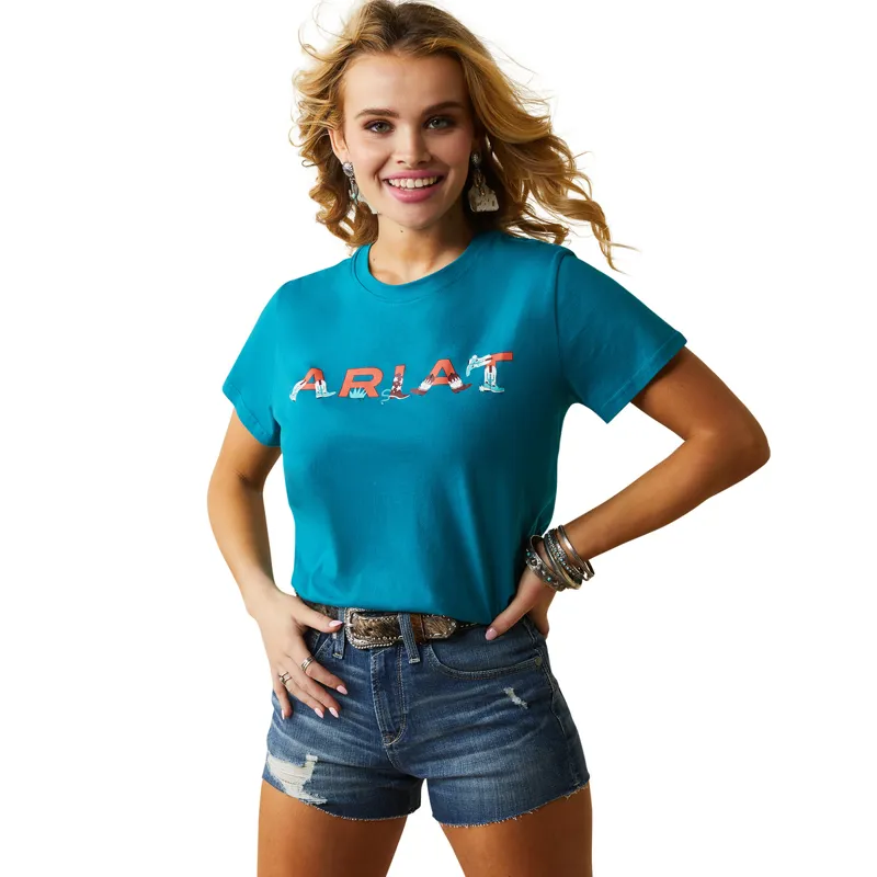Ariat Women's Real Boot Kickin' Logo Tee - Exotic Plume