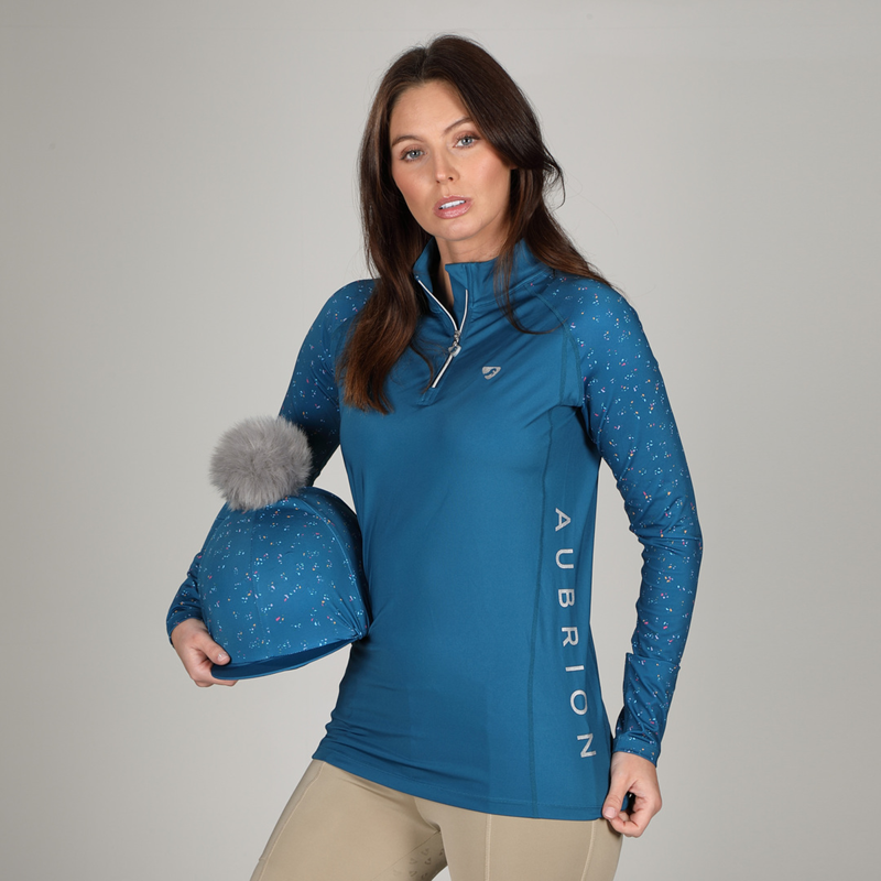 Aubrion Hyde Park Cross Country Shirt - Teal Ditsy-2