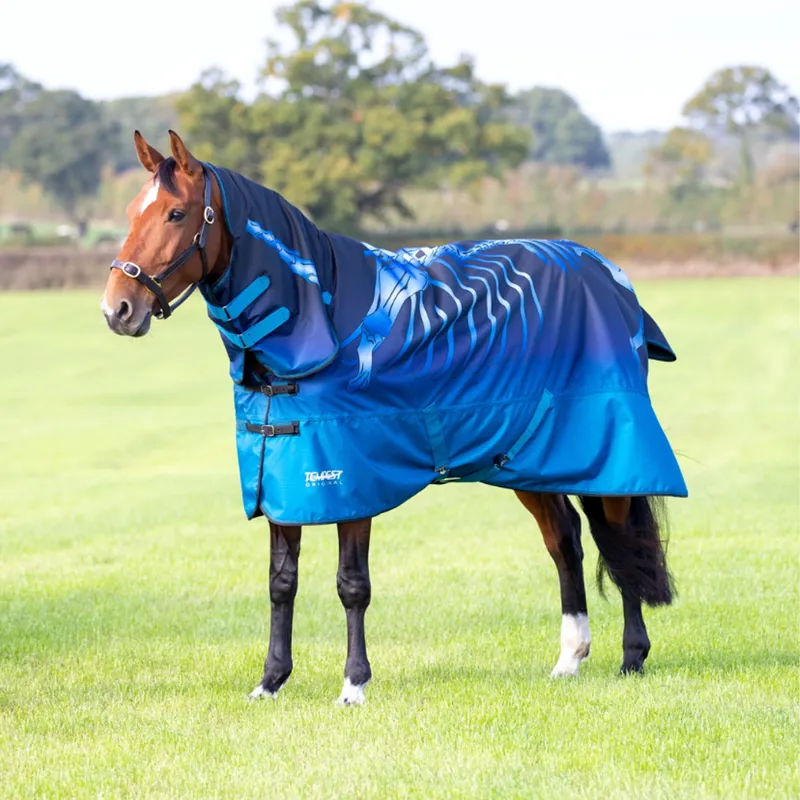 Shires Tempest Original Lite Turnout Combo Rug - Blue Skeleton