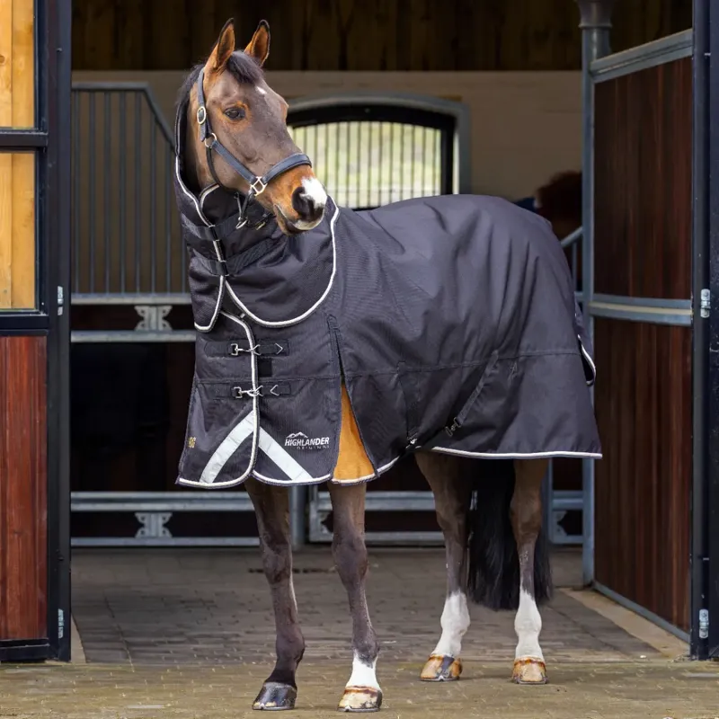 Shires Highlander Plus 200 Turnout Rug and Neck Set - Black