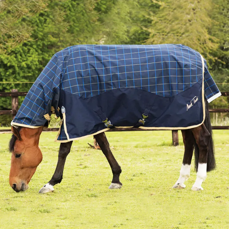 Mark Todd Lightweight Combo Turnout Rug - Navy/Beige/Royal Plaid