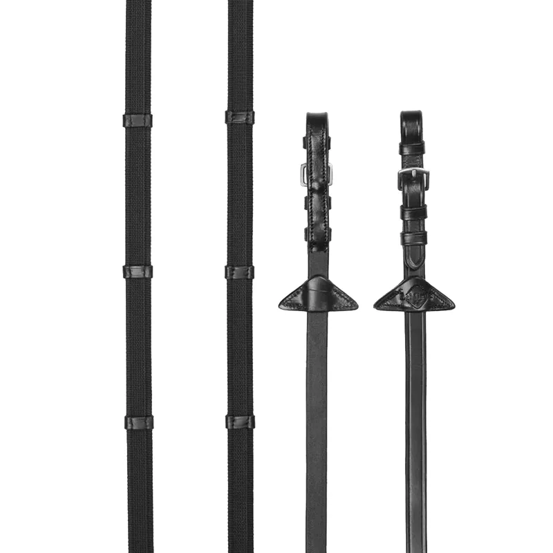 LeMieux Rubber Grip Continental Reins - Black/Silver