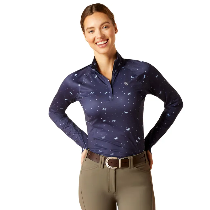 Ariat Women's Lowell 2.0 1/4 Zip Baselayer - Silver Ditsy