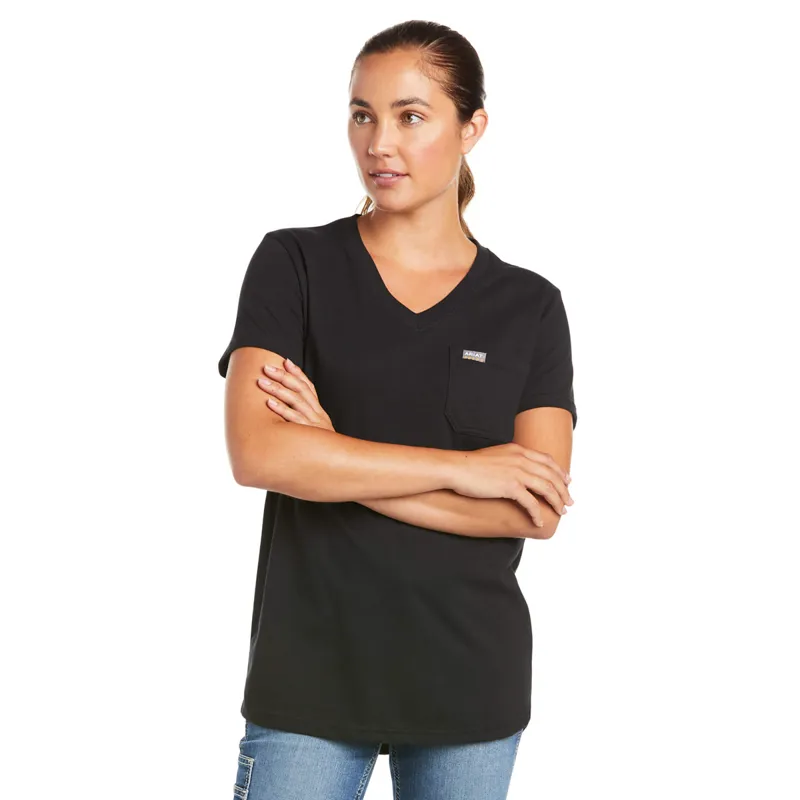 Ariat Women's Rebar Cotton Strong V-Neck T-Shirt - Black