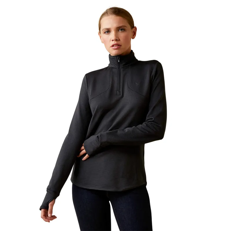 Ariat Women's Gridwork 1/4 Zip Base Layer - Black
