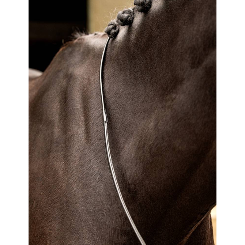 LeMieux Rubber Half Lined Reins - Black/Silver-1