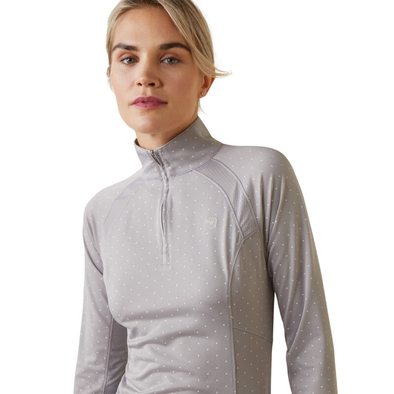 Ariat Women's Sunstopper 2.0 1/4 Zip Baselayer - Silver Sconce Dot-2