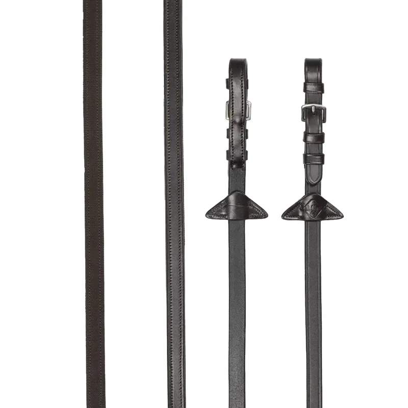 LeMieux Rubber Half Lined Reins - Brown/Silver