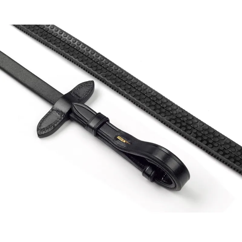 John Whitaker Lynton 5/8 Rubber Reins with Dimpled Grip - Black