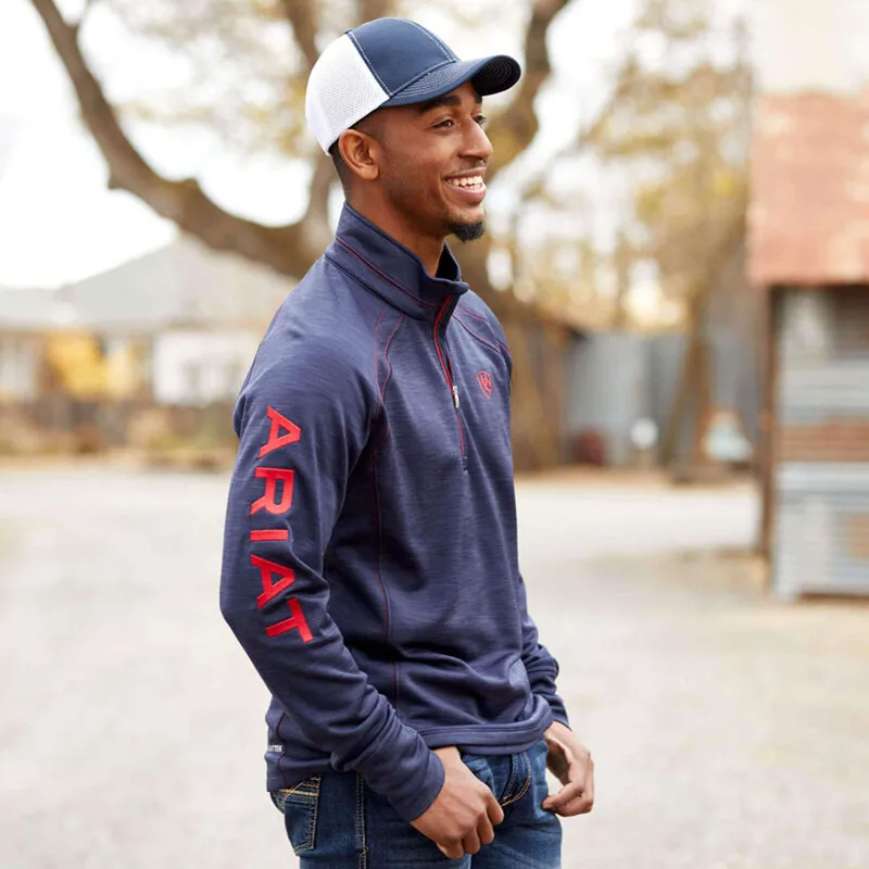 Ariat Men's Tek Team 1/2 Zip Sweatshirt - Navy Heather-1