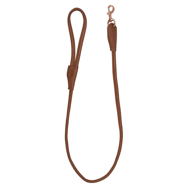 Benji And Flo Superior Rolled Leather Dog Lead - Tan/Rose Gold - 120cm