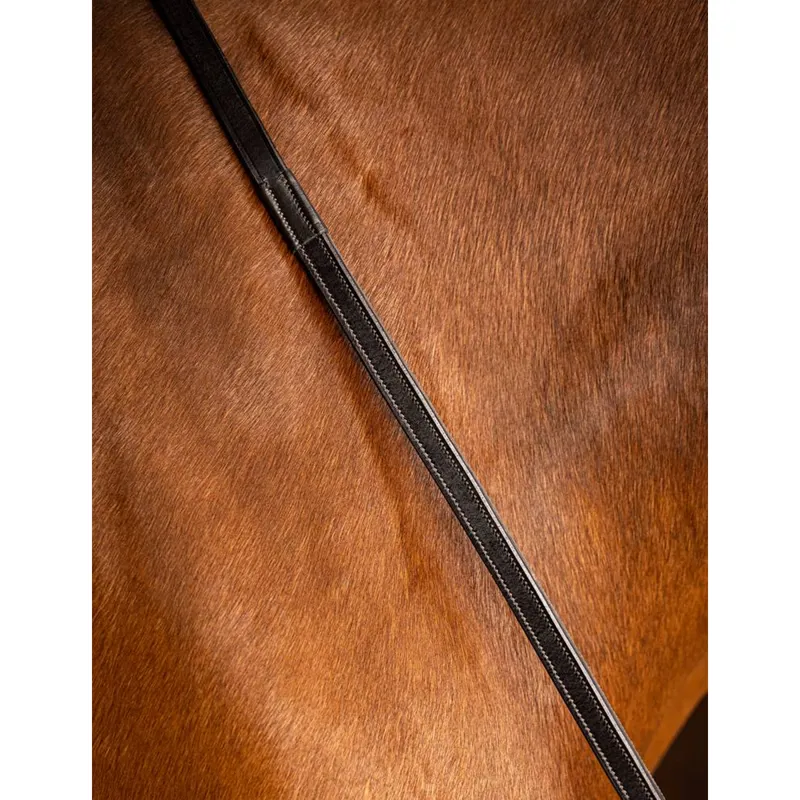 LeMieux Rubber Half Lined Reins - Brown/Silver-1