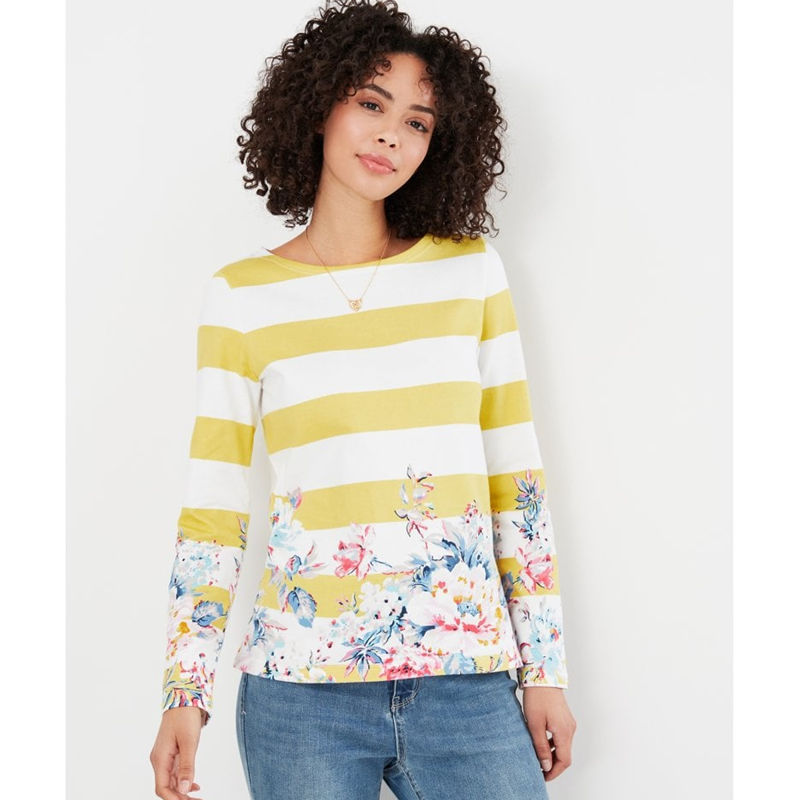 Joules Harbour Print Long Sleeve Jersey Top - Lemon Border Floral-1