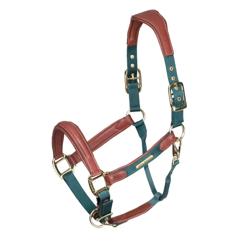 Shires Velociti Lusso Padded Leather Headcollar - Green