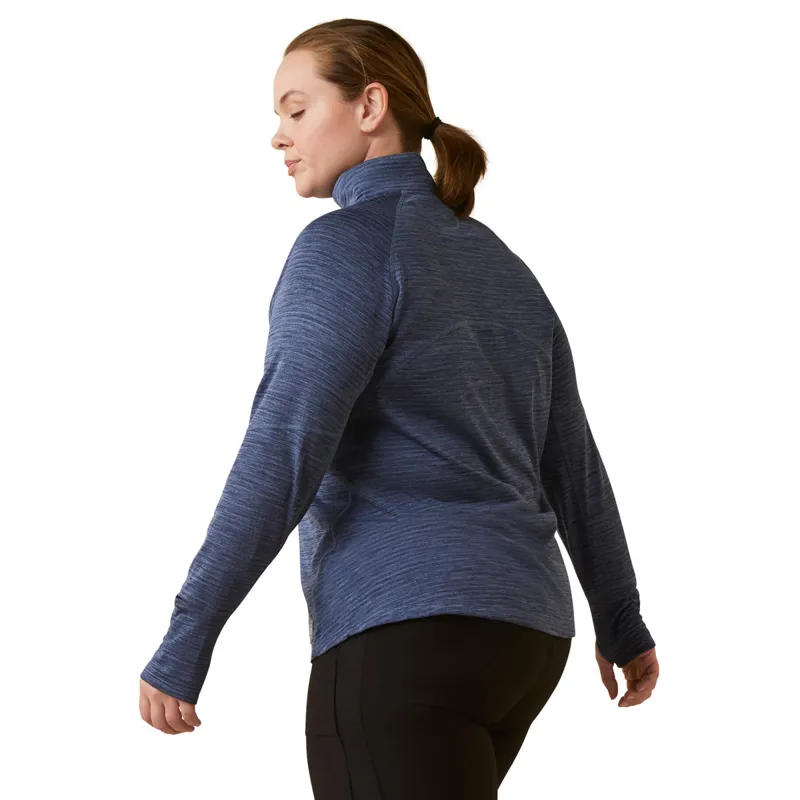 Ariat Women's Rebar Gridwork Baselayer 1/4 Zip Watch Window T-Shirt - Bjou Blue-1