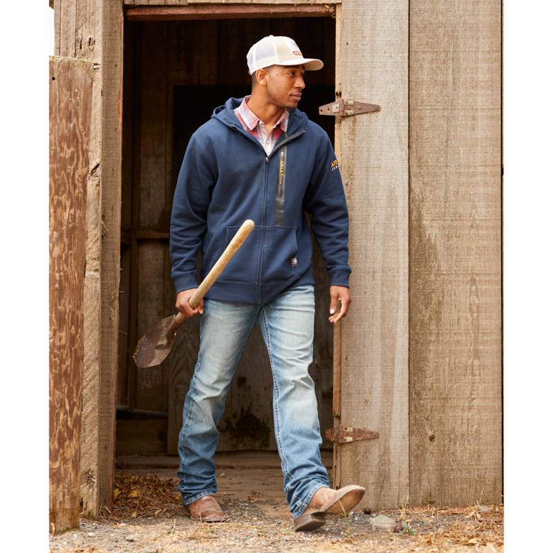 Ariat Men's Rebar Workman Full Zip Hoodie - Navy-1