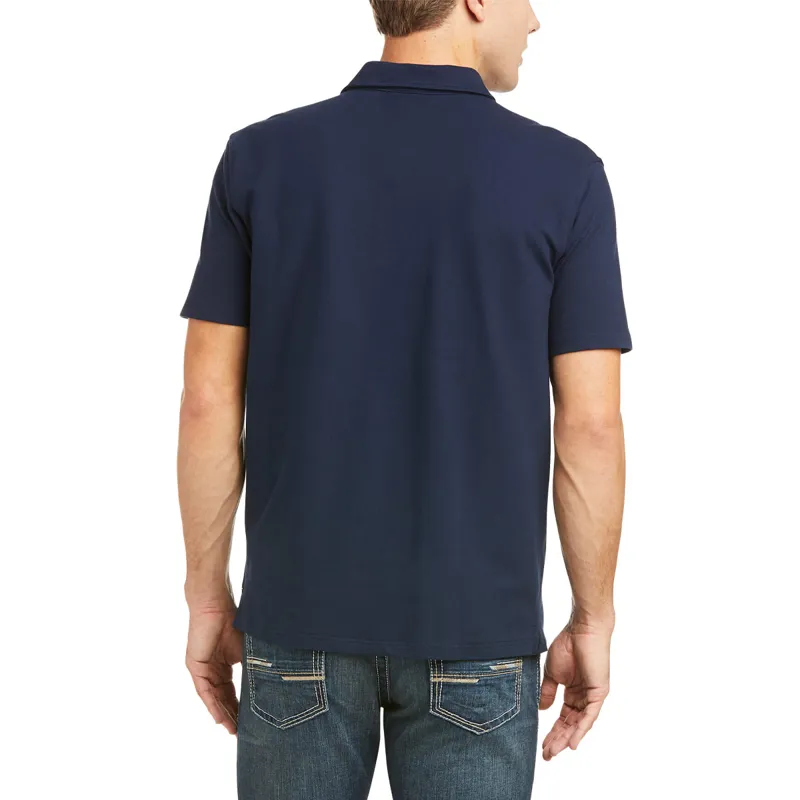 Ariat Men's Medal Button Polo - Navy-1