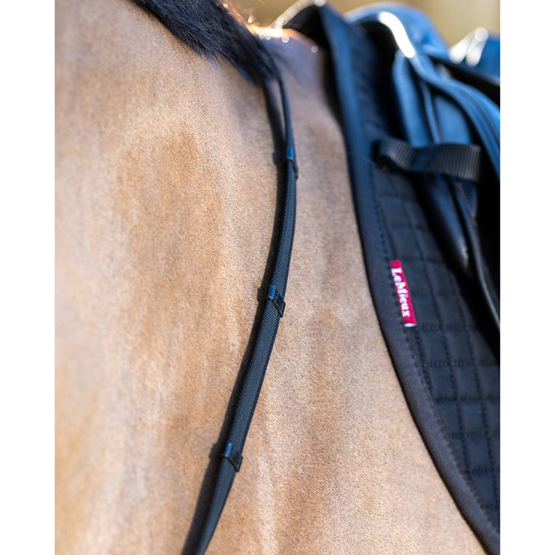 LeMieux Rubber Grip Continental Reins - Black/Silver-1