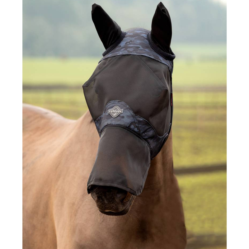 LeMieux Visor-Tek Full Fly Mask - Camo Blue-1