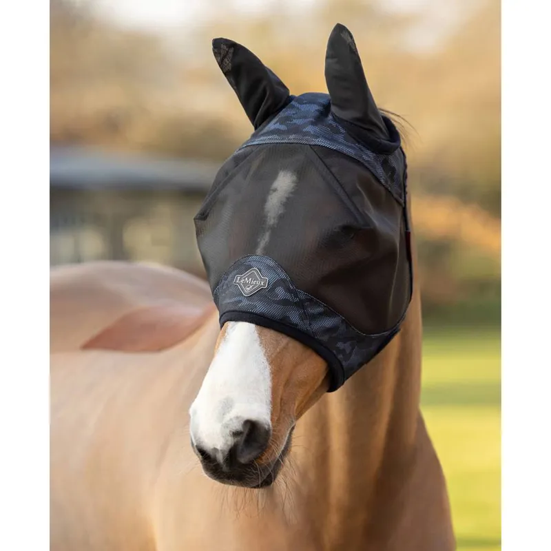 LeMieux Visor-Tek Half Fly Mask - Camo Blue-1