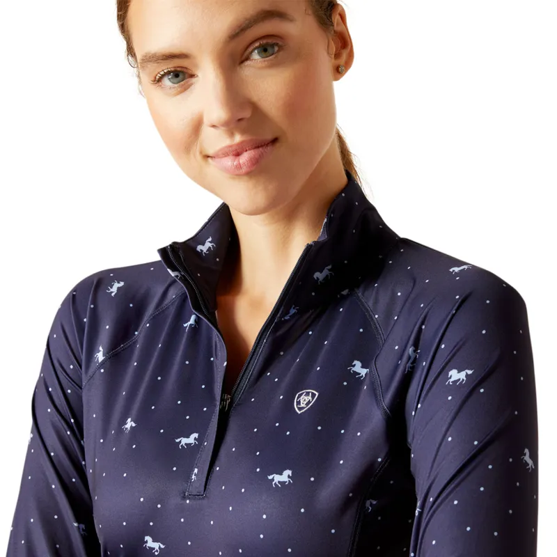 Ariat Women's Lowell 2.0 1/4 Zip Baselayer - Silver Ditsy-2