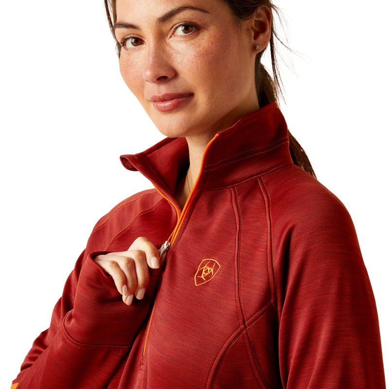 Ariat Women's Tek Team 1/2 Zip Sweatshirt - Fired Brick-2