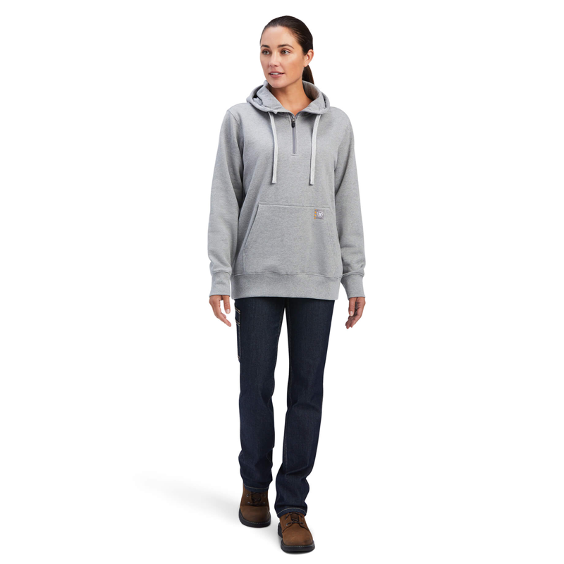 Ariat Women's Rebar Skill Set 1/2 Zip Hoodie - Heather Grey-2