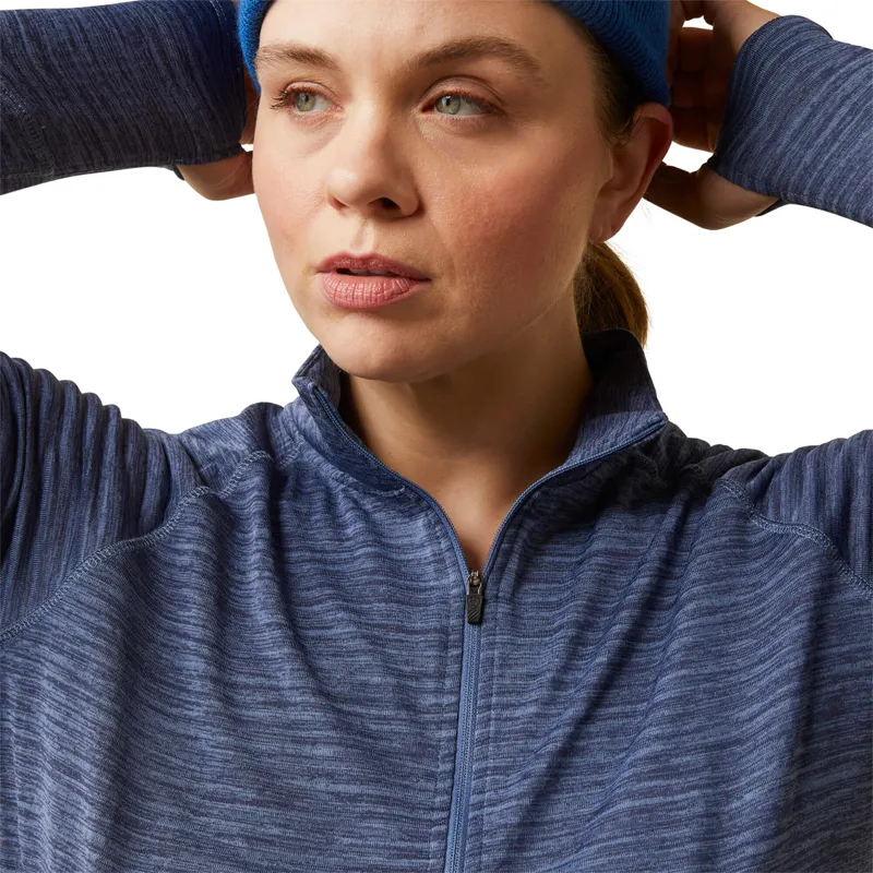 Ariat Women's Rebar Gridwork Baselayer 1/4 Zip Watch Window T-Shirt - Bjou Blue-2