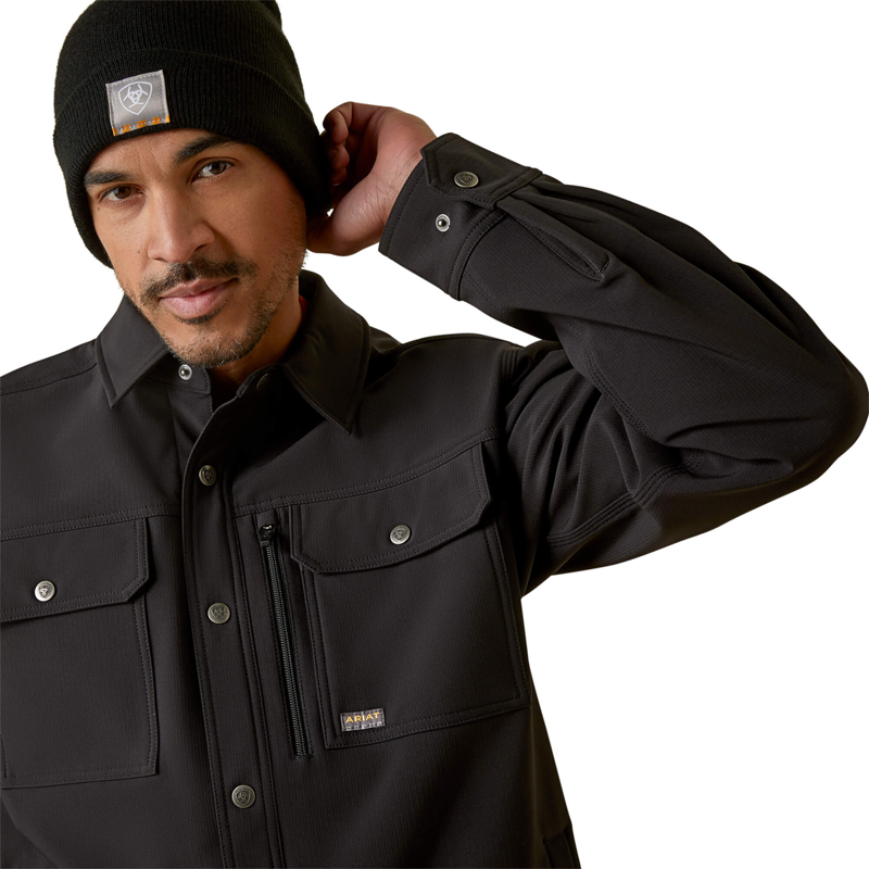 Ariat Men's Rebar DuraStretch Utility Softshell Shirt Jacket - Black-2