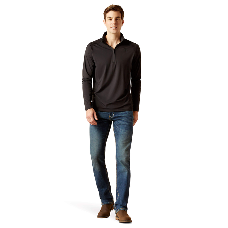Ariat Men's Lowell 1/4 Zip LS Base Layer - Black-2