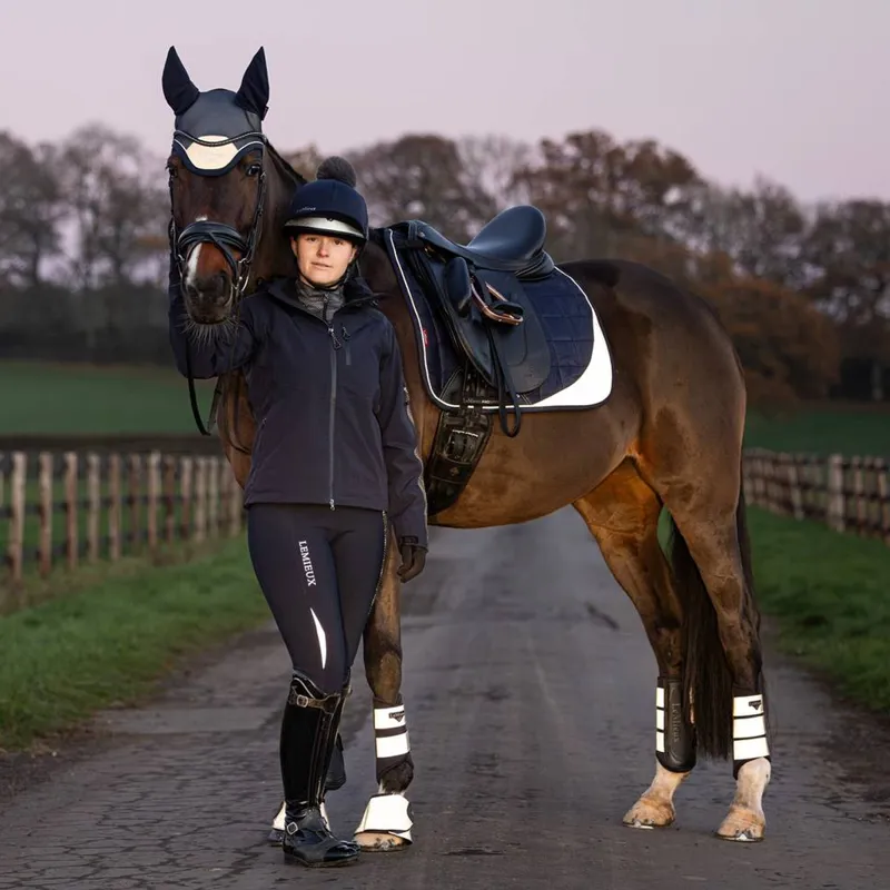 LeMieux Reflective Suede Dressage Square - Navy-2