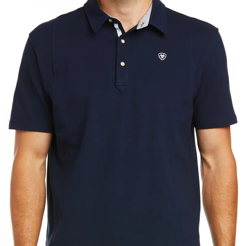 Ariat Men's Medal Button Polo - Navy-2