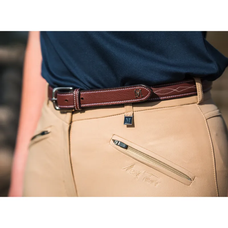 Mark Todd Fancy Stitch Leather Belt - Havana-1