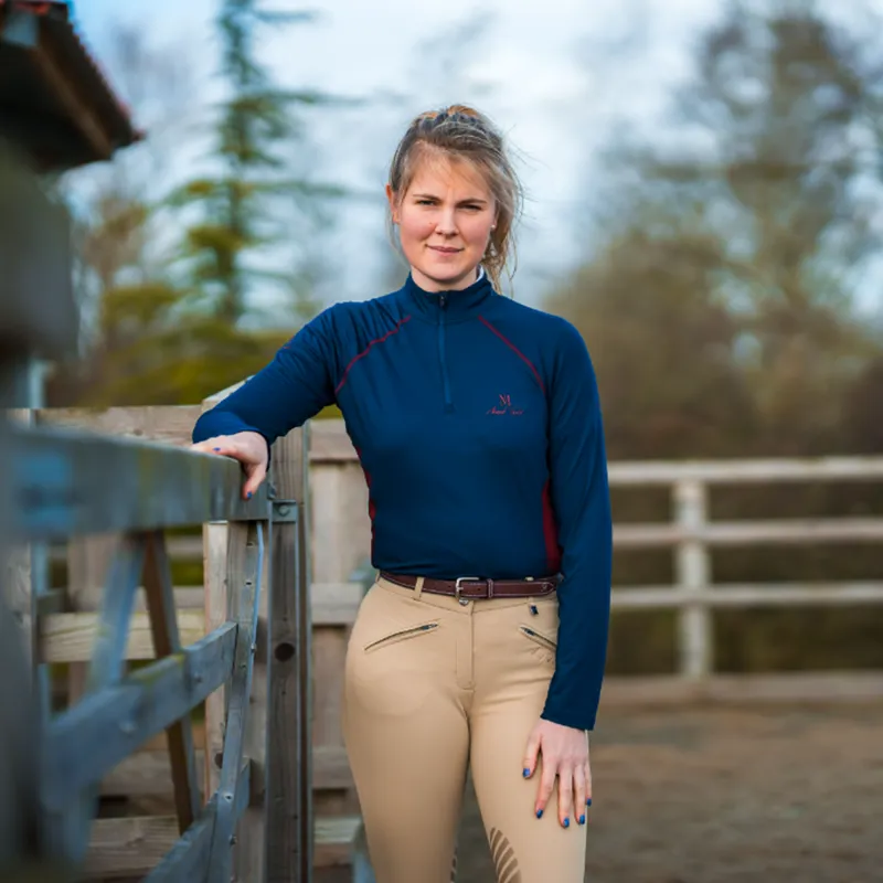 Mark Todd Summer Vented Base Layer - Navy/Burgundy