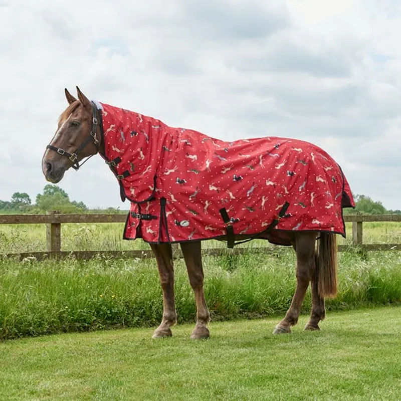 JHL Essential Medium Weight Combo Turnout Rug - Pony Print 
