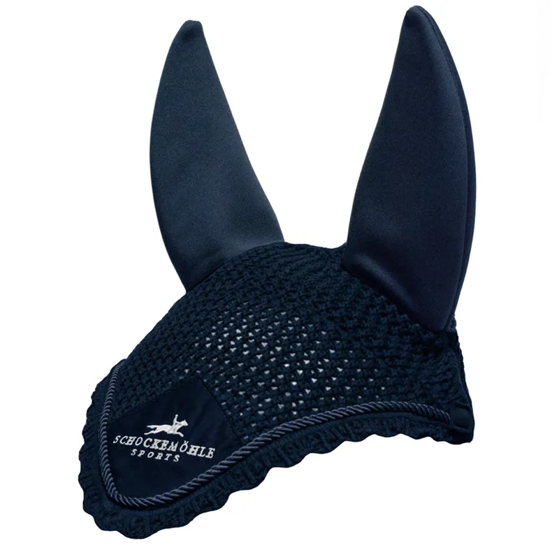 Schockemohle Air Silent Fly Veil - Full - Navy Logo 