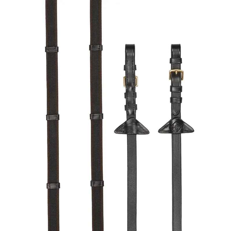 LeMieux Rubber Grip Continental Reins Full - Brown/Brass