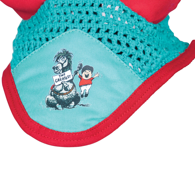 Hy Equestrian Thelwell Collection The Greatest Fly Veil - Turquoise/Red-1