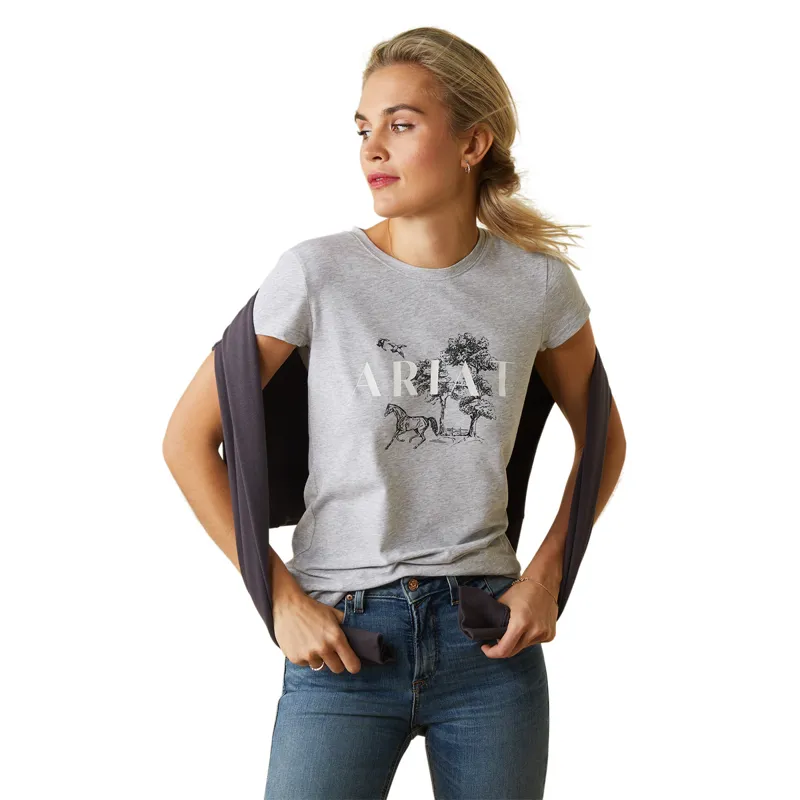Ariat Women's Toile Scene T-Shirt - Heather Grey
