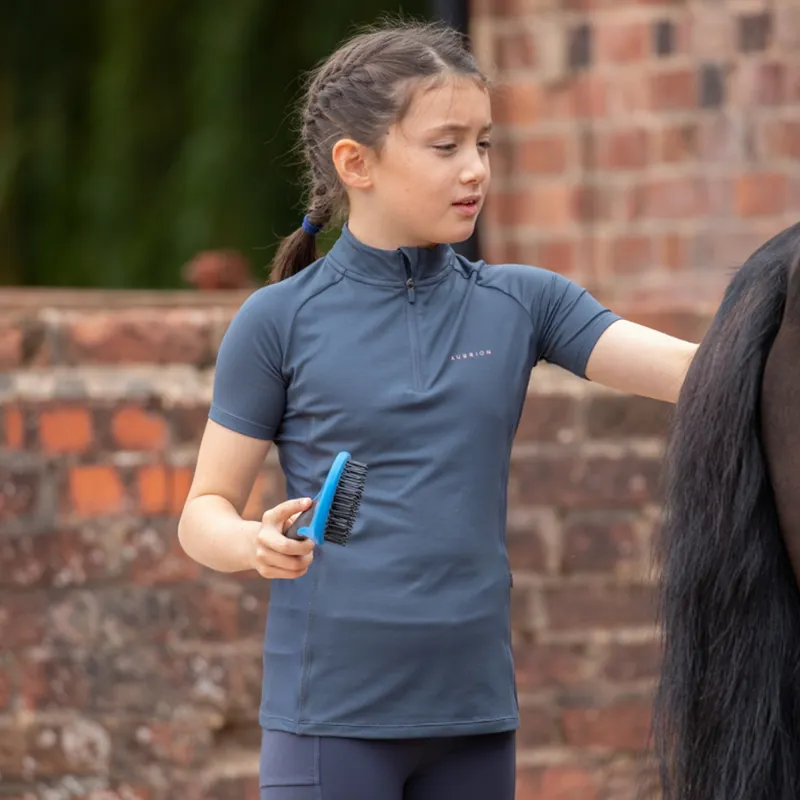 Aubrion Young Rider Revive Short Sleeve Base Layer - Navy