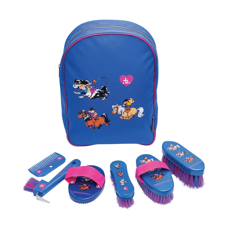 Hy Equestrian Thelwell Collection Race Complete Grooming Kit Rucksack - Cobalt Blue/Magenta