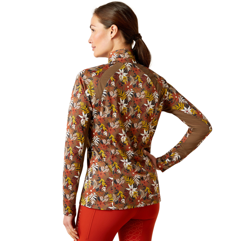 Ariat Women's Sunstopper 2.0 1/4 Zip Base Layer - Canteen Floral-1