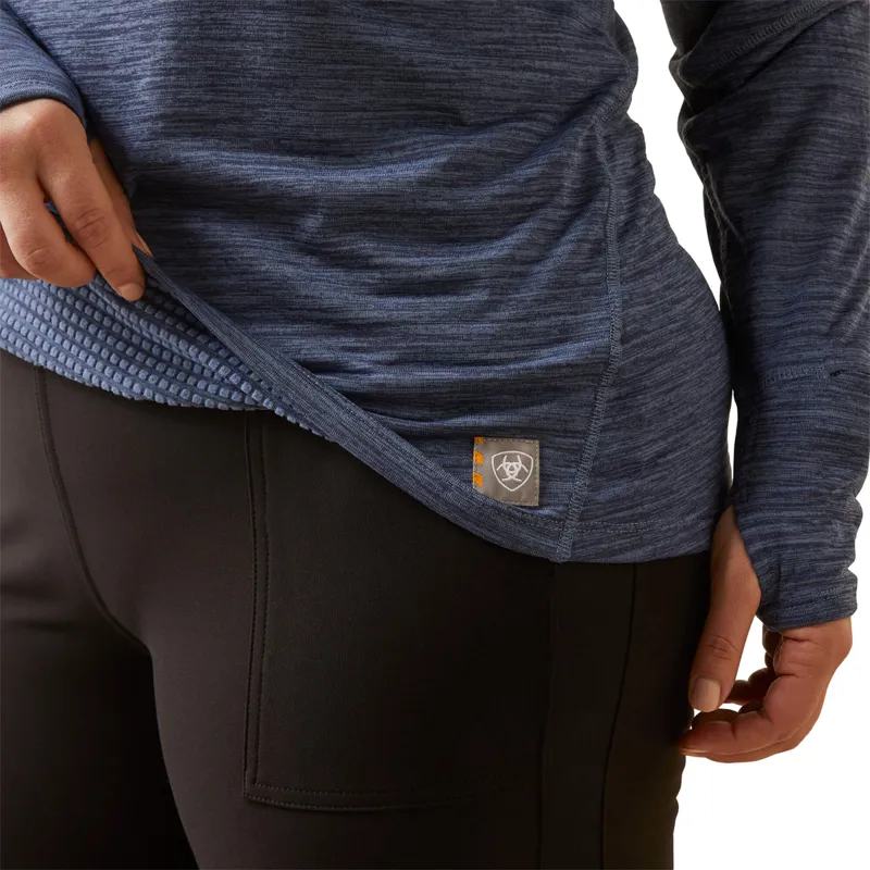 Ariat Women's Rebar Gridwork Baselayer 1/4 Zip Watch Window T-Shirt - Bjou Blue-4