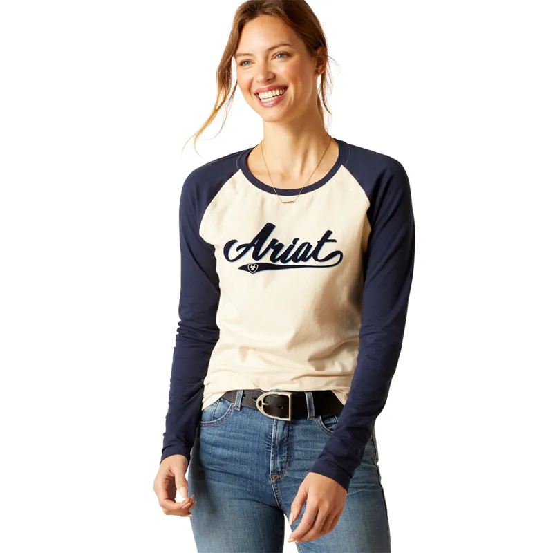 Ariat Women's Starter T-Shirt - Oatmeal Heather/Navy