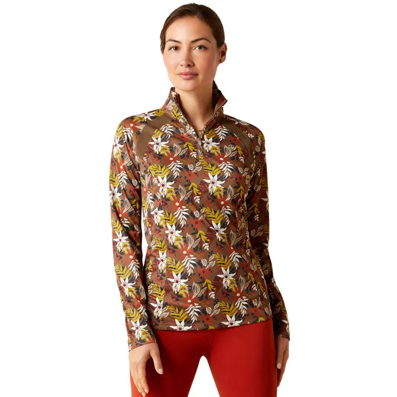 Ariat Women's Sunstopper 2.0 1/4 Zip Base Layer - Canteen Floral