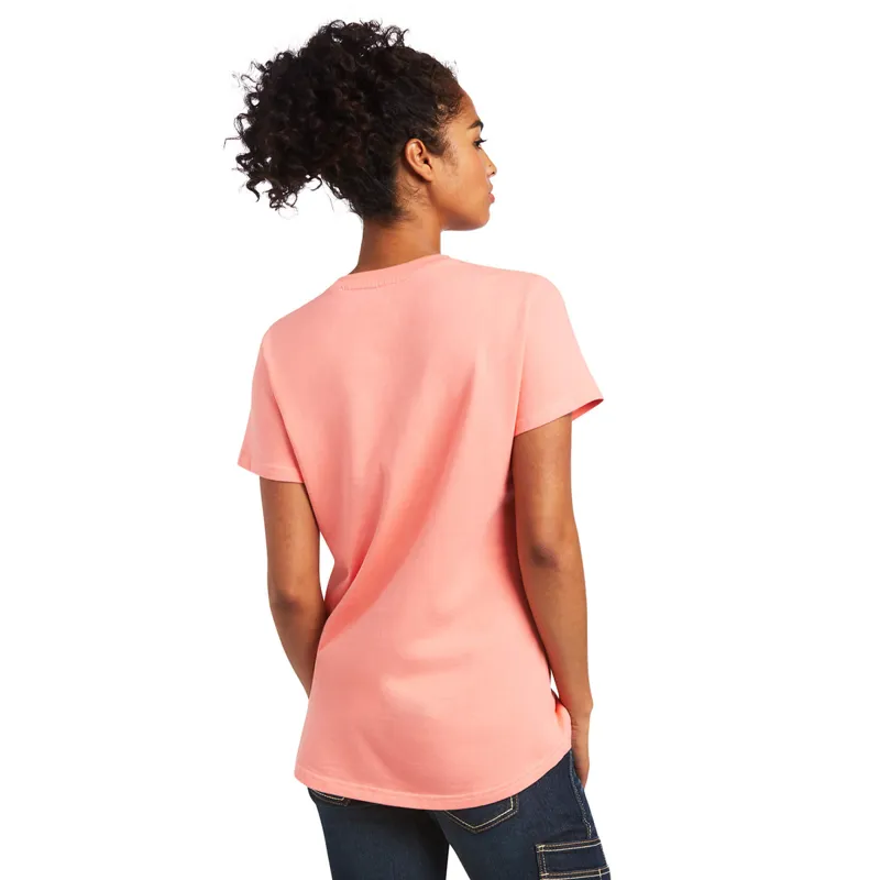 Ariat Women's Rebar Cotton Strong V-Neck T-Shirt - Summer Melon-1