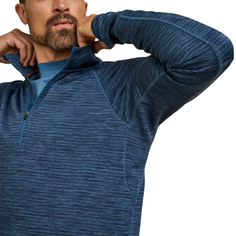 Ariat Men's Rebar Gridwork Baselayer 1/4 Zip Watch Window T-Shirt - Blue Wink Teal-3