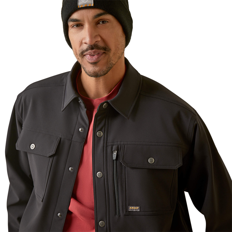 Ariat Men's Rebar DuraStretch Utility Softshell Shirt Jacket - Black-3